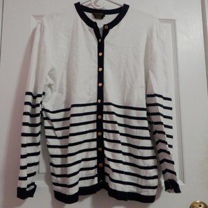 Brooks Brothers Long Sleeve Knit Crew Neck Sweater Small Striped Black White